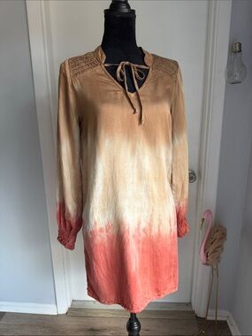 Bella Dahl Brown and Black Blouse with Elastic Detail